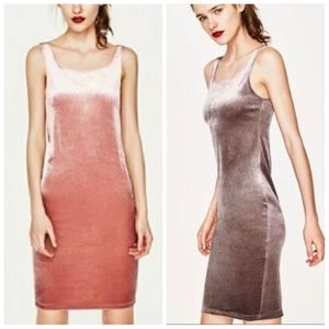 Zara Velvet Midi Dresses in Pink and Gray